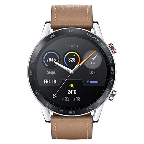 HONOR Smartwatch Magic Watch 2 46mm (hasta 2 Semanas de Batería, Pantalla Táctil AMOLED de 1.39", GPS, 15 Modos Deportivos, Llamadas Bluetooth) para Hombre Mujer, Lino Marrónn