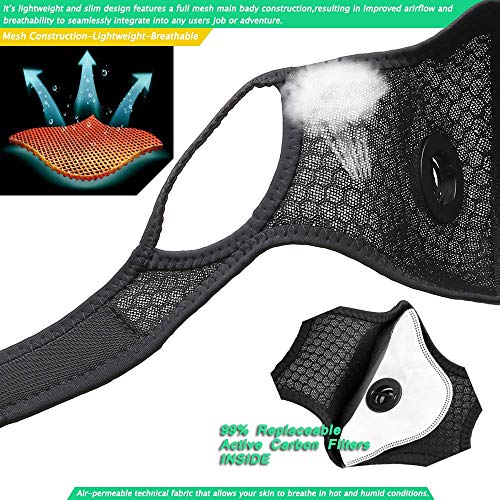 HONYAO M contra el Polvo con 4 Filtros de Carbón Activado Adicionales, Prevenir alergia, M Lavable para Motocicletas de Conducción Entrenamiento, Funcionamiento, el Ciclismo - Negro HONYAO M contra el Polvo con 4 Filtros de Carbón Activado Adicionales, Prevenir alergia, M Lavable para Motocicletas de Conducción Entrenamiento, Funcionamiento, el Ciclismo - Negro