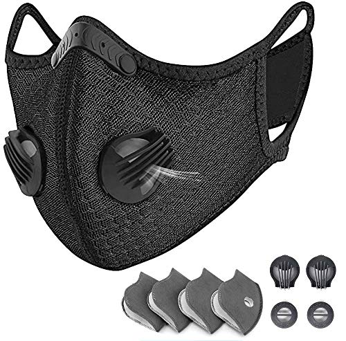 HONYAO M contra el Polvo con 4 Filtros de Carbón Activado Adicionales, Prevenir alergia, M Lavable para Motocicletas de Conducción Entrenamiento, Funcionamiento, el Ciclismo - Negro HONYAO M contra el Polvo con 4 Filtros de Carbón Activado Adicionales, Prevenir alergia, M Lavable para Motocicletas de Conducción Entrenamiento, Funcionamiento, el Ciclismo - Negro