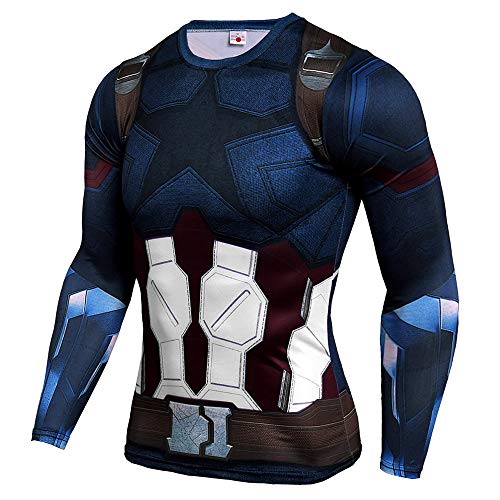 HOOLAZA Camiseta de compresión de Manga Larga de los héroes más poderosos de la Tierra Spider Superman Batman Iron Man Capitán América