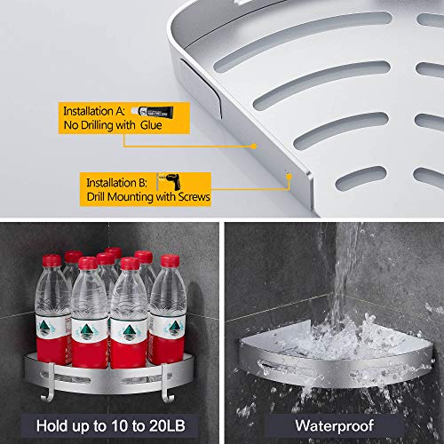 Hoomtaook Estanteria Ducha sin Taladros Estanteria Baño Ducha Rinconera Estantería de Esquina para Baño Ducha Aluminio, Acabado Mate, Estantes, 2 piezas Plata Hoomtaook Estanteria Ducha sin Taladros Estanteria Baño Ducha Rinconera Estantería de Esquina para Baño Ducha Aluminio, Acabado Mate, Estantes, 2 piezas Plata