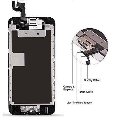 Hoonyer Pantalla para iPhone 6S Pantalla táctil LCD Pantalla digitalizadora Herramientas de reparación (con botón de Inicio, cámara Frontal,Sensor de proximidad, Altavoz) Negro