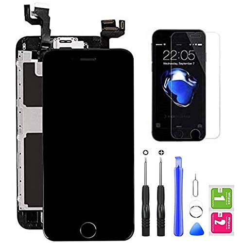 Hoonyer Pantalla para iPhone 6S Pantalla táctil LCD Pantalla digitalizadora Herramientas de reparación (con botón de Inicio, cámara Frontal,Sensor de proximidad, Altavoz) Negro