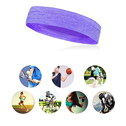 HopMore Sport Headband Banda Elástica, Cinta de Cabeza para Mujer Hombre, Sweatband para Correr, Yoga, Tenis, Voleibol, Baloncesto, Hacer Ejercicio (Púrpura)