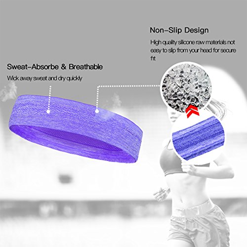 HopMore Sport Headband Banda Elástica, Cinta de Cabeza para Mujer Hombre, Sweatband para Correr, Yoga, Tenis, Voleibol, Baloncesto, Hacer Ejercicio (Púrpura) HopMore Sport Headband Banda Elástica, Cinta de Cabeza para Mujer Hombre, Sweatband para Correr, Yoga, Tenis, Voleibol, Baloncesto, Hacer Ejercicio (Púrpura)