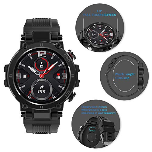 HopoFit Relojes Inteligente Hombre y Mujer,Smartwatch con Pulsómetro,Presión Arterial, Monito de Sueño,Podómetro Pulsera Reloj Impermeable IP68 para Android iOS y Xiaomi Huawei iPhone Teléfono Negro