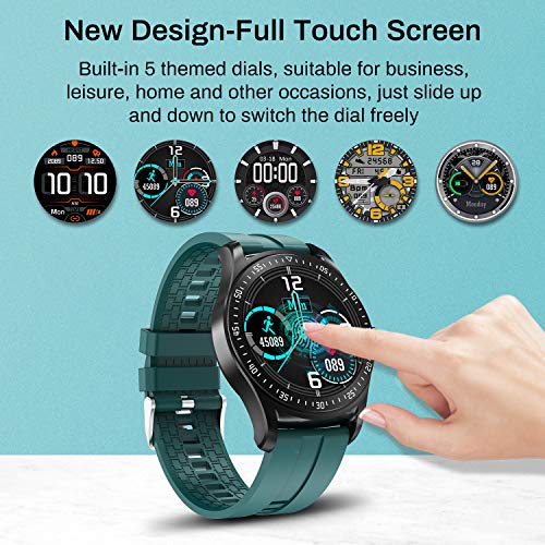 HopoFit Smartwatch,Reloj Inteligente para Hombre y Mujer.Compatible con teléfonos Android e iOS, IP68 Reloj Deportivo Impermeable con Ritmo cardíaco y Control del sueño（Verde）