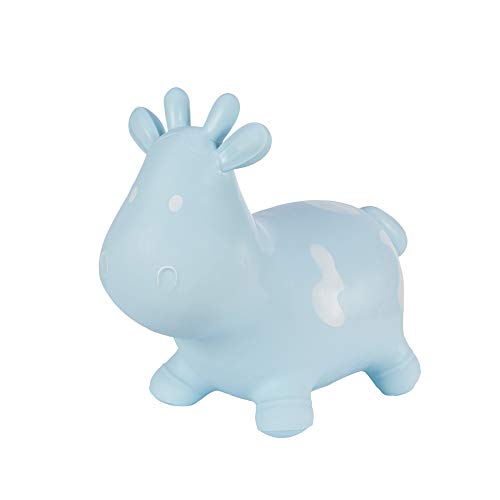 Hoppimals Tootiny, Juguete Hinchable para Saltar y Jugar para Niños Mayores de 1 año, Vaca Azul, Bomba Incluida en Nuestra Caja Regalo. Juguete Duradero Incentivar y Ayudar a Andar.