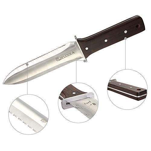 Hori Hori Jardín Cuchillo, Ideal Jardineria Cavando Paisajismo Escarda Herramienta, Hoja de Acero Inoxidable con Proteccion Guardamanos y Full Tang