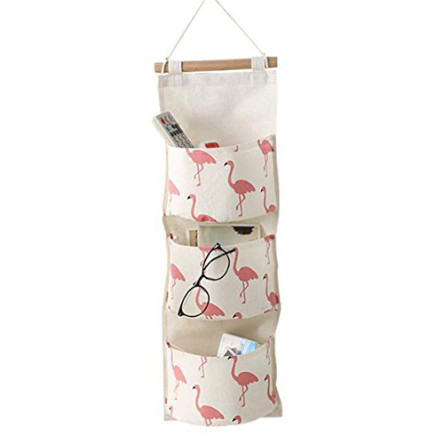 Hosaire Patrón de Flamenco con Bolsa de Almacenamiento de 3 Bolsillos Colgantes en Tela suspendida para Zapatos, Ropa, Juguetes (Rosa) Hosaire Patrón de Flamenco con Bolsa de Almacenamiento de 3 Bolsillos Colgantes en Tela suspendida para Zapatos, Ropa, Juguetes (Rosa)