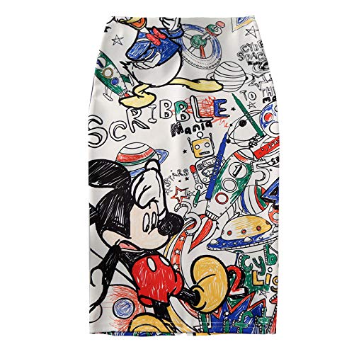 HOSD Falda lápiz Mujer 2019 Nuevo Estampado de ratón de Dibujos Animados Faldas Delgadas de Cintura Alta Chica Joven Verano de Gran tamaño Japón Falda Femenina HOSD Falda lápiz Mujer 2019 Nuevo Estampado de ratón de Dibujos Animados Faldas Delgadas de Cintura Alta Chica Joven Verano de Gran tamaño Japón Falda Femenina