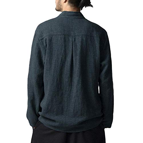 HOSD otoño Retro Estilo Chino Cuello Alto Casual Camisa Suelta Hombres HOSD otoño Retro Estilo Chino Cuello Alto Casual Camisa Suelta Hombres