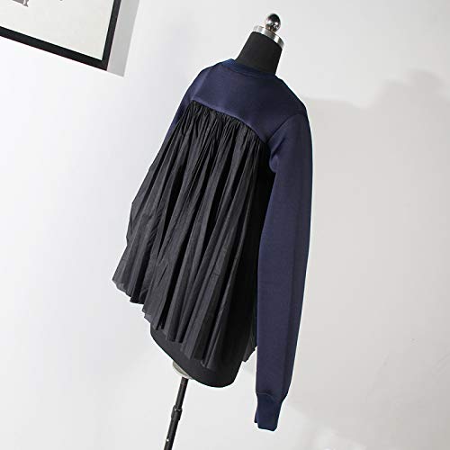 HOSD Pliegues en Forma de Paraguas Costura Silueta Jersey suéter de Manga Larga suéter Mujer