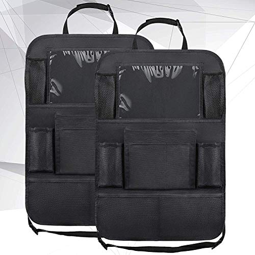 Hossom Organizadores para Coche, 2 pcs Kick Mats de Coche, Universal Multi-Bolsillos Organizanizador para ipad Impermeable Fácil de limpiar