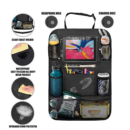 Hossom Organizadores para Coche, 2 pcs Kick Mats de Coche, Universal Multi-Bolsillos Organizanizador para ipad Impermeable Fácil de limpiar Hossom Organizadores para Coche, 2 pcs Kick Mats de Coche, Universal Multi-Bolsillos Organizanizador para ipad Impermeable Fácil de limpiar