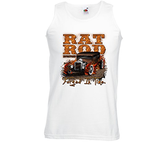 Hot Rod Tank Top Camiseta muscular Consejo Rod Blanco Rockabilly Vintage V8 blanco medium
