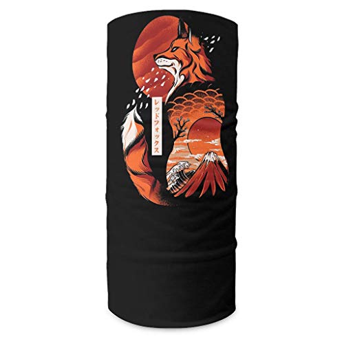 Hothotvery Pañuelo unisex para el cuello, diseño japonés, zorro, sol, olas, montañas, Ukiyoe, con cinta para la frente al sudor, protección contra el polvo, color blanco, talla única Hothotvery Pañuelo unisex para el cuello, diseño japonés, zorro, sol, olas, montañas, Ukiyoe, con cinta para la frente al sudor, protección contra el polvo, color blanco, talla única