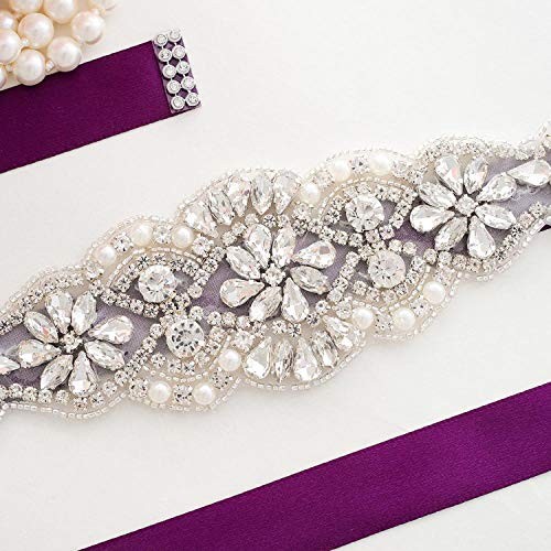 Hotmoment-uk - Cinturón de novia de cristal con cuentas de oro y diamantes de imitación para accesorios de vestido, color marrón