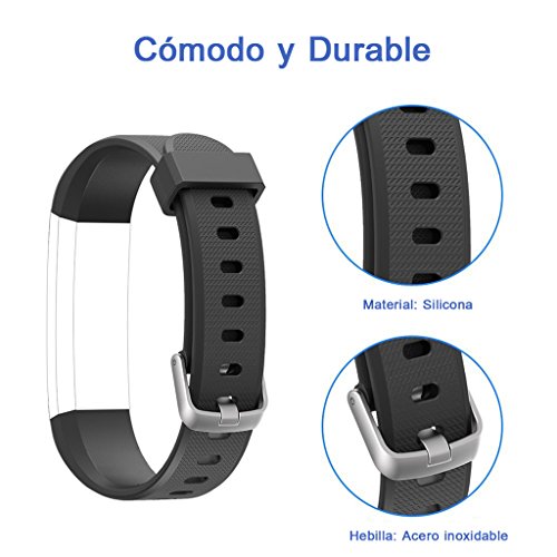 HOTSO 2 Piezas Pulsera de Repuesto para Reloj Inteligente ID 115U, Cómoda y Durable Correa de Recambio – Violeta+ Negro