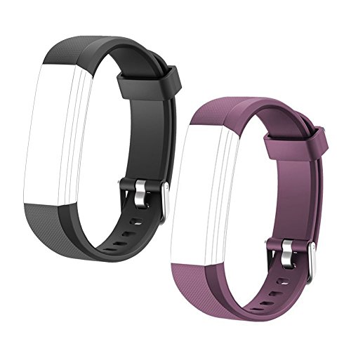 HOTSO 2 Piezas Pulsera de Repuesto para Reloj Inteligente ID 115U, Cómoda y Durable Correa de Recambio – Violeta+ Negro HOTSO 2 Piezas Pulsera de Repuesto para Reloj Inteligente ID 115U, Cómoda y Durable Correa de Recambio – Violeta+ Negro