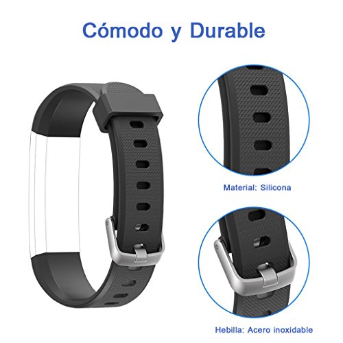 HOTSO 5 Piezas Pulsera de Repuesto para Reloj Inteligente ID 115U, Correa de Recambio con Colores Opcionales - Negro+ Azul Verde+ Rosa+ Azul Oscuro+ Violeta HOTSO 5 Piezas Pulsera de Repuesto para Reloj Inteligente ID 115U, Correa de Recambio con Colores Opcionales - Negro+ Azul Verde+ Rosa+ Azul Oscuro+ Violeta