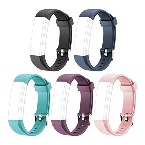 HOTSO 5 Piezas Pulsera de Repuesto para Reloj Inteligente ID 115U, Correa de Recambio con Colores Opcionales - Negro+ Azul Verde+ Rosa+ Azul Oscuro+ Violeta HOTSO 5 Piezas Pulsera de Repuesto para Reloj Inteligente ID 115U, Correa de Recambio con Colores Opcionales - Negro+ Azul Verde+ Rosa+ Azul Oscuro+ Violeta
