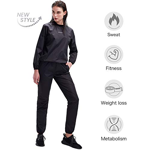 HOTSUIT Sauna adecuadas para Las Mujeres la pérdida de Peso Gimnasio Entrenamiento Chándal Trajes de Sudor, Negro, 4XL