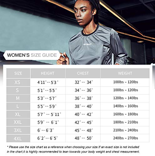HOTSUIT Sauna adecuadas para Las Mujeres la pérdida de Peso Gimnasio Entrenamiento Chándal Trajes de Sudor, Negro, 4XL HOTSUIT Sauna adecuadas para Las Mujeres la pérdida de Peso Gimnasio Entrenamiento Chándal Trajes de Sudor, Negro, 4XL