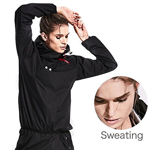 HOTSUIT Trajes de Sudoración Mujer Sauna Traje Pérdida de Peso Gimnasio Entrenamiento Fitness Trajes de Sudor Chaqueta Pantalón, Negro, S