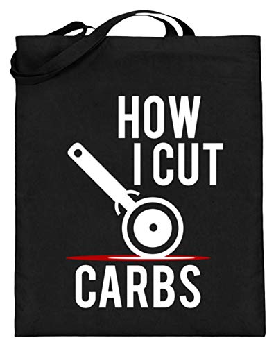 How I Cut Carbs - fitness, entrenador, deportista, culturismo, comer, gimnasio, entrenamiento - bolsa de yute (con asas largas), color Negro, talla 38cm-42cm How I Cut Carbs - fitness, entrenador, deportista, culturismo, comer, gimnasio, entrenamiento - bolsa de yute (con asas largas), color Negro, talla 38cm-42cm