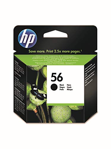 HP 56 C6656AE, Negro, Cartucho de Tinta Original, compatible con impresoras de inyección de tinta HP Deskjet 5550, Photosmart 7350, 7150, 7345, Officejet 6110, 5110