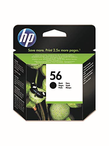 HP 56 C6656AE, Negro, Cartucho de Tinta Original, compatible con impresoras de inyección de tinta HP Deskjet 5550, Photosmart 7350, 7150, 7345, Officejet 6110, 5110 HP 56 C6656AE, Negro, Cartucho de Tinta Original, compatible con impresoras de inyección de tinta HP Deskjet 5550, Photosmart 7350, 7150, 7345, Officejet 6110, 5110