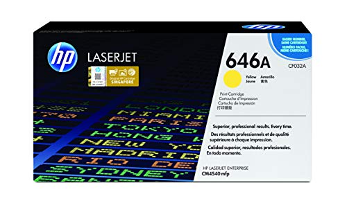 HP 646A CF032A Amarillo, Cartucho Tóner Original, de 12.500 páginas, para impresoras HP Color LaserJet Enterprise CM4540 MFP, CM4540f MFP y CM4540fskm MFP