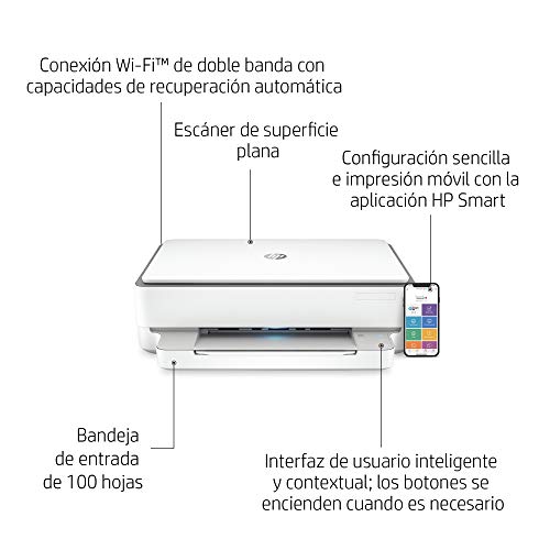 HP Envy 6020 - Impresora multifunción tinta, color, Wi-Fi, Bluetooth 5.0, compatible con Instant Ink (5SE16B)