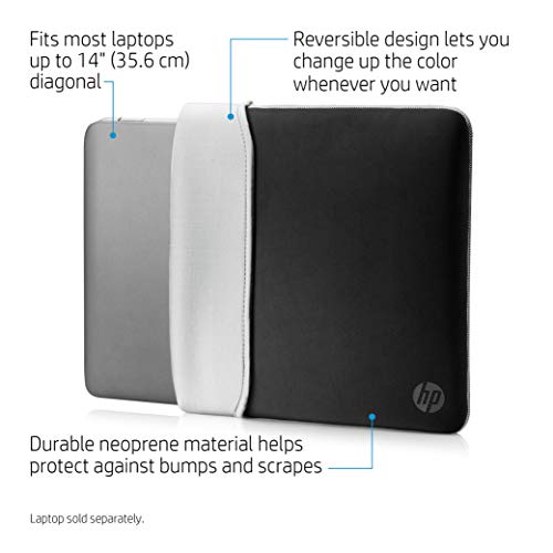 HP Neoprene Reversible Sleeve - Funda para portátil, 35.56 cm / 14", color negro y plata