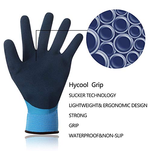 HPHST C2001 - Guantes de trabajo para hombre y mujer, impermeables, con látex de espuma y revestimiento de goma, 1 par, talla 7/S