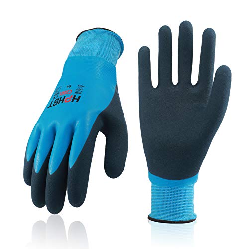 HPHST C2001 - Guantes de trabajo para hombre y mujer, impermeables, con látex de espuma y revestimiento de goma, 1 par, talla 7/S