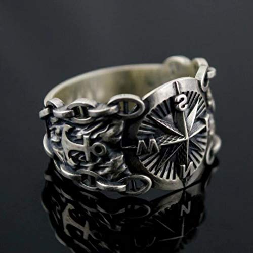 HQLCX Joyería de Los Anillos del Acero Inoxidable 316L de Viking de La Vendimia el Norte de Europa Estilo Pirata Brújula Anillos Masculino de Los Hombres,9 HQLCX Joyería de Los Anillos del Acero Inoxidable 316L de Viking de La Vendimia el Norte de Europa Estilo Pirata Brújula Anillos Masculino de Los Hombres,9