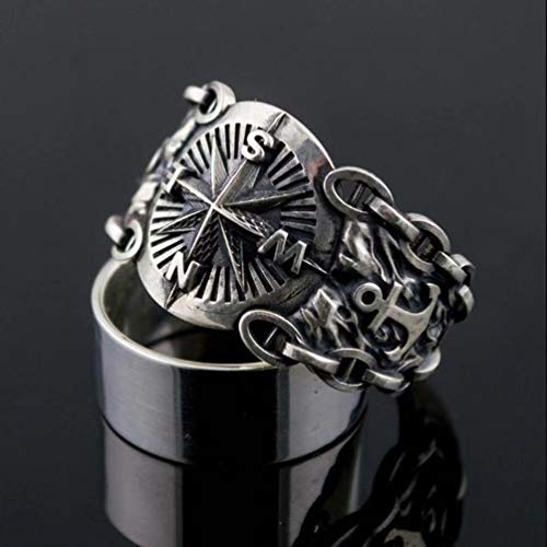 HQLCX Joyería de Los Anillos del Acero Inoxidable 316L de Viking de La Vendimia el Norte de Europa Estilo Pirata Brújula Anillos Masculino de Los Hombres,9 HQLCX Joyería de Los Anillos del Acero Inoxidable 316L de Viking de La Vendimia el Norte de Europa Estilo Pirata Brújula Anillos Masculino de Los Hombres,9