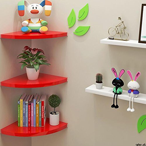 HQQ DIY Corner Wall Rack Sala de Estar Dormitorio Fan Shape Corner Shelf Estante Estante de Almacenamiento Triangular Clapboard Cocina Bathroom Shelf (Tamaño: 28 * 28 * 1.5cm) (Color : #3)