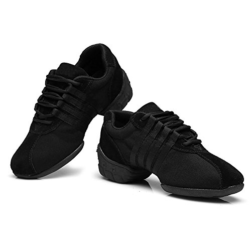 HROYL Mujer Zapatos de Jazz Zapatos de Baile Moderno Zapatos Deportivos Zapatillas de Baile Dance Sneakers el Negro Modelo T01A 36.5 EU