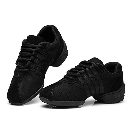 HROYL Mujer Zapatos de Jazz Zapatos de Baile Moderno Zapatos Deportivos Zapatillas de Baile Dance Sneakers el Negro Modelo T01A 36.5 EU