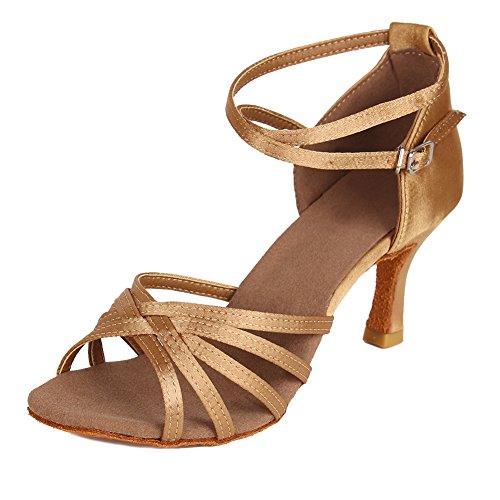 HROYL Zapatos de Baile Latino Mujer Salsa Tango Bachata Vals Zapatos de Baile de Salon,213-Beige-7, EU 37