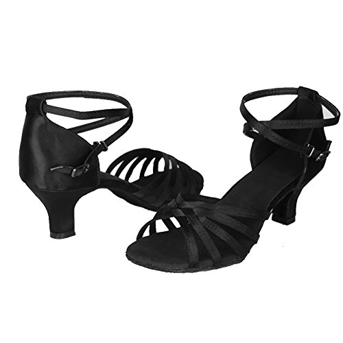 HROYL Zapatos de Baile Latino Mujer Salsa Tango Bachata Vals Zapatos de Baile de Salon,213-Negro-5,EU 39