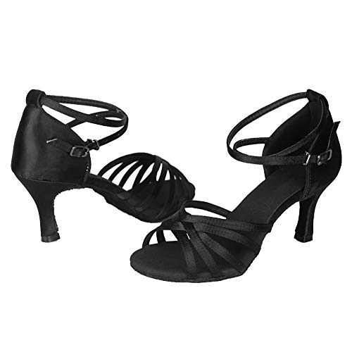 HROYL Zapatos de Baile Latino Mujer Salsa Tango Bachata Vals Zapatos de Baile de Salon,213-Negro-7, EU 39