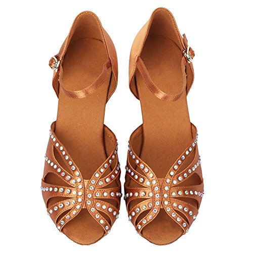 HROYL Zapatos de Baile para Mujeres y Niñas Latino de Diamantes de imitación Señoras Salsa Latina Tango Zapatos de Boda de satén,ESAF43502,Marrón,35EU HROYL Zapatos de Baile para Mujeres y Niñas Latino de Diamantes de imitación Señoras Salsa Latina Tango Zapatos de Boda de satén,ESAF43502,Marrón,35EU