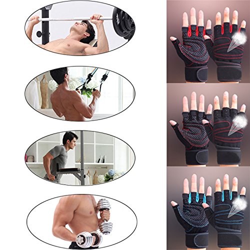 Hrph Guantes Deportivos Gimnasio Guantes Medio Dedo Respirable del Levantamiento de Pesas con Mancuernas Fitness Gimnasio Hombres Mujeres Tamaño de los Guantes M/L/XL