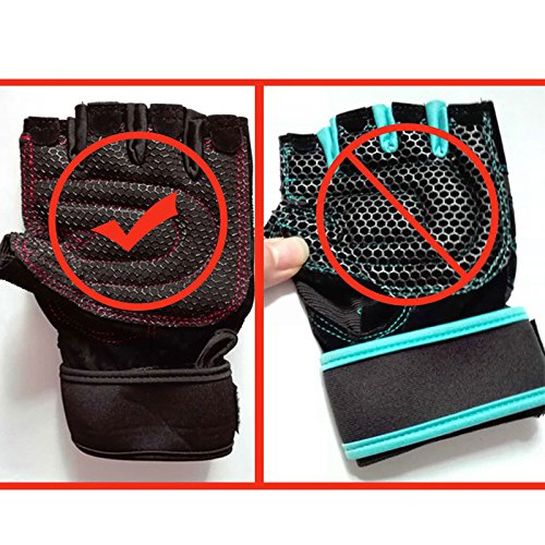 Hrph Guantes Deportivos Gimnasio Guantes Medio Dedo Respirable del Levantamiento de Pesas con Mancuernas Fitness Gimnasio Hombres Mujeres Tamaño de los Guantes M/L/XL