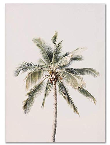 H/S Cartel De La Playa De La Palma del Océano Paisaje Nórdico Pintura Al Óleo Retro DIY Hogar Sala De Estar Bar Arte Decorativo De La Pared Sin Marco 40X60Cm L8025