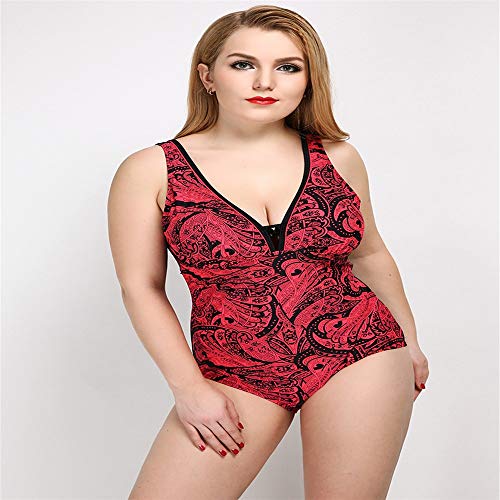 HSN LAR Traje de baño,Bikini,Swimwear, Bañador Piscina de Verano, vadeando Deportes, Conjoined Swimsuit, Cordon, Cordon Bikini Traje,Rojo,3XL